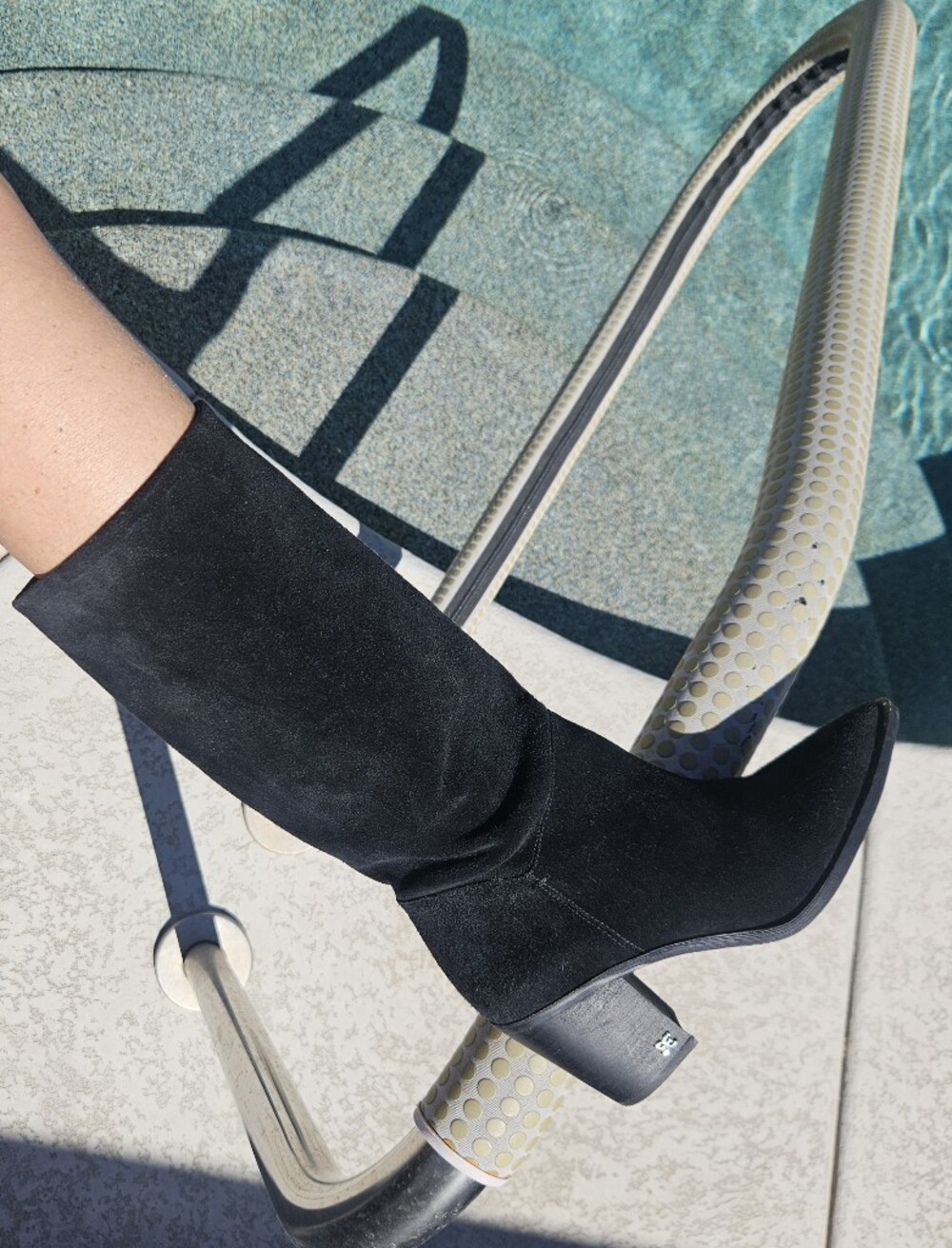 Black Suede Leather Cowboy Classic Boots